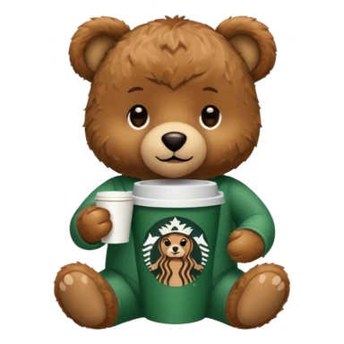 teddy bear with one cup of starbucks coffee sticker