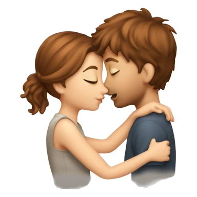 Read Head Girl Kissing Boy with Brown hair  sticker