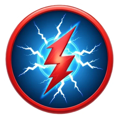 Red and blue lightening in a circle shape with effects sticker