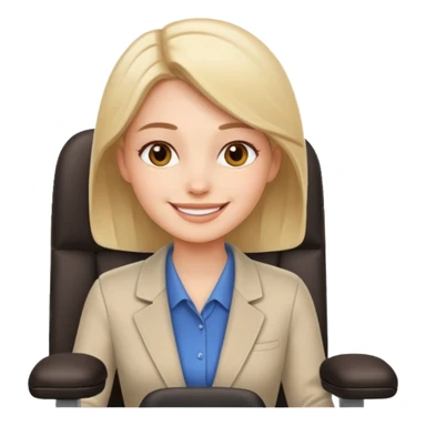Feeling relaxed and happy at office for woman with a smile on face and with a calm attitude , aligned in a working chair sticker