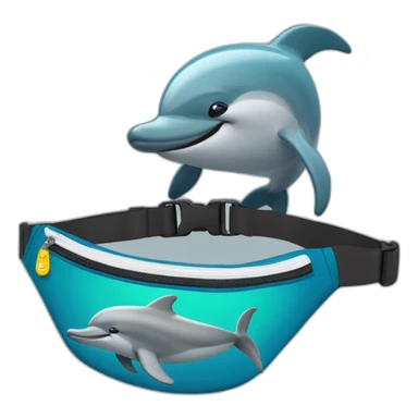 dolphin in a fanny pack with inscription grays sticker