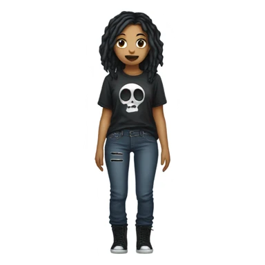 goth girl with baggy jeans and a band shirt sticker