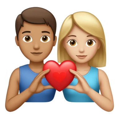 Two people holding half a heart up sticker