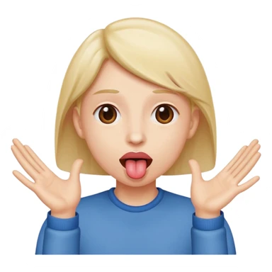 tongue sticking out with hands moving to the side sticker