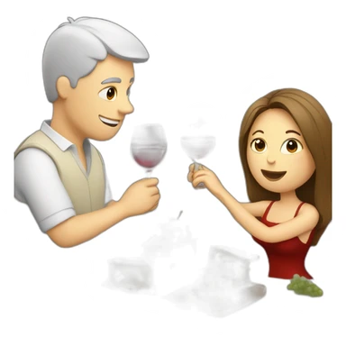 white couple drinking wine and eating cheese sticker