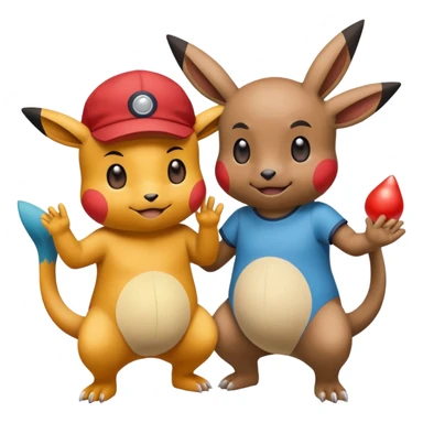 2 friendly pokemans one helping the other get up  sticker