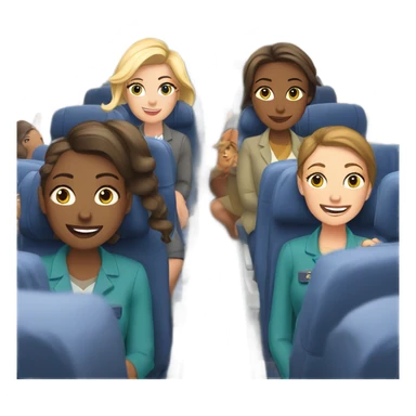 Group of 6 Caucasian women riding in a airplane  sticker