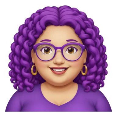  glassess and purple curly long haired fat girl earrings beautiful sticker