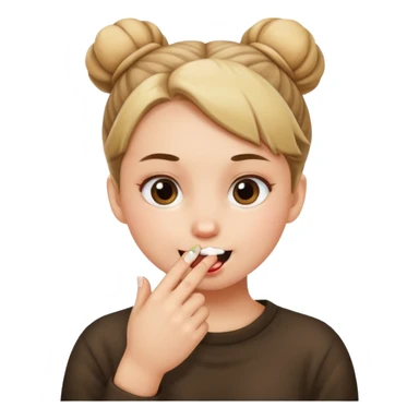 Una persona con moño , mordiéndose el dedo  sticker