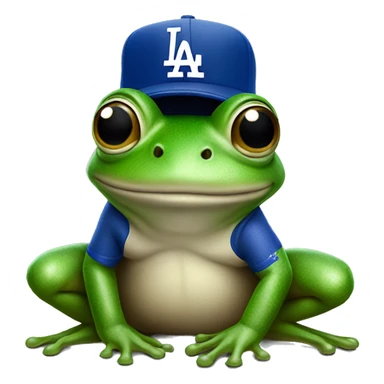 Frog wearing a LA dodgers hat sticker