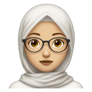 Hijab white fair skin girl brown eyes wearing round circular metal glasses, no make up, small lips,big cheeks, almond eyes, triangle nose sticker