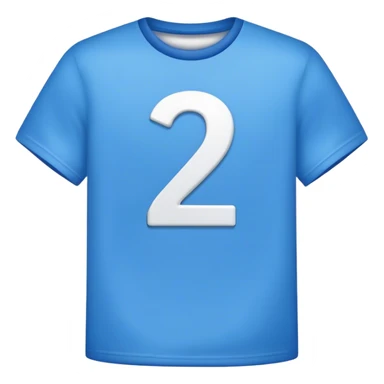 A blue T-shirt with 20 written on it sticker