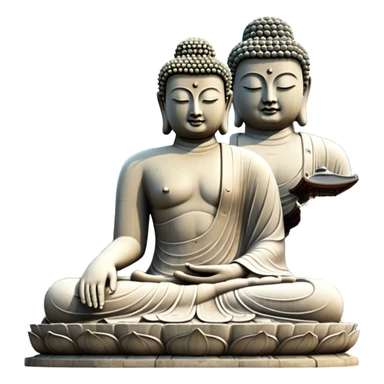 Cinematic Realistic image of the Big Buddha Monument of Sinheungsa Temple, portrayed as a towering, serene Buddha statue carved from weathered stone with intricate details and a gentle meditative expression, set within an ancient temple landscape enveloped in soft, ethereal lighting that underscores its spiritual majesty. sticker