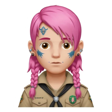 scout boy long hair face tatooes pink haired sticker
