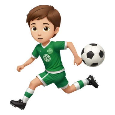 Brown hair 6 years old boy footballer RUNNING playing soccer wearing celtic uniform ( jersey) # 17 in the jersey !  sticker