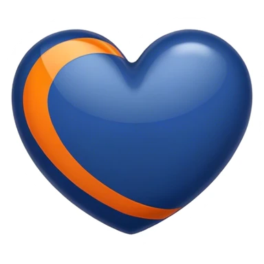 Glossy dark blue heart with straight orange athletic stripes going down the side sticker