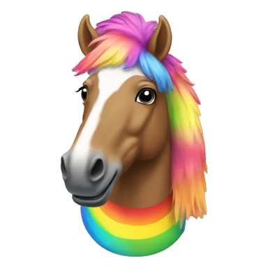 horse wearing a rainbow clown wig sticker