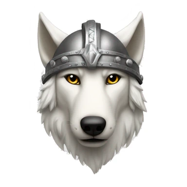 White wolf wearing a viking helmet sticker