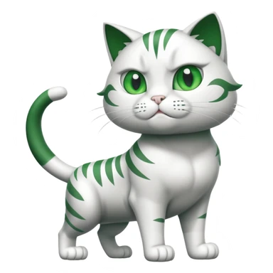 Jacked up Huge jumbo Super Duper Muscular Cat with a 10 pack full body black and white body and green eyes  sticker