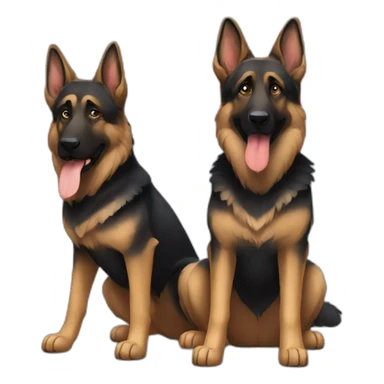 2 dark german shepherds sitting next to each other sticker