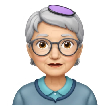 grandmother with glasses and gray hair, grizzle sticker