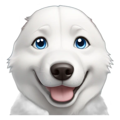 Happy white husky blue eyes without eyebrows sticker