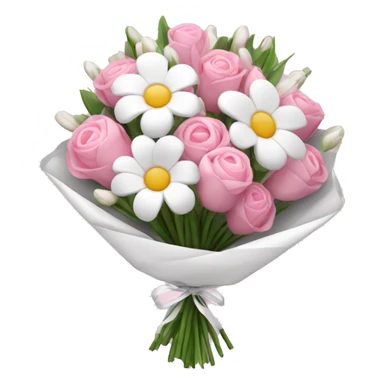 Pink and white flower bouquet with white wrapping sticker