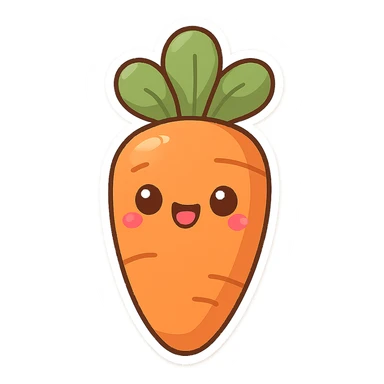 chibi sticker-style carrot, cute and exaggerated sticker
