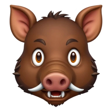 Wild boar face with long tusks emoji realistic sticker