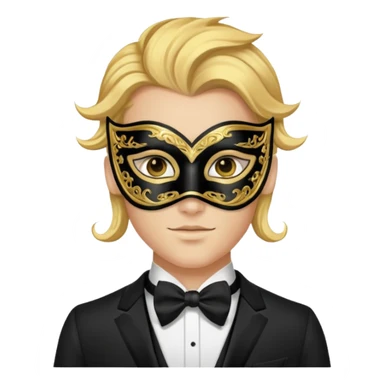 gold masquerade mask with lilia sticker
