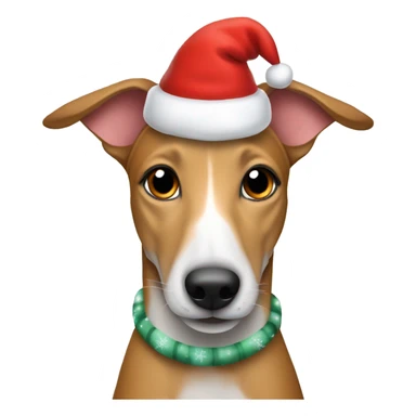 fawn tiger greyhound in a christmas hat sticker