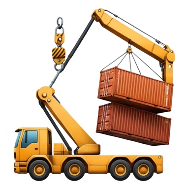 Container being lifted by a large machine, import. sticker