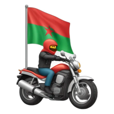 quelqu'un sur une moto avec le drapeau du Maroc derrière sticker