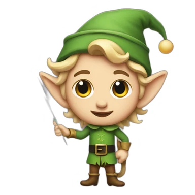 Elf holding a needle sticker