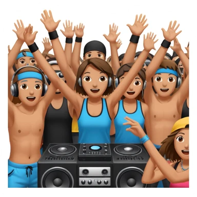 people moshing against a big soundsystem sticker