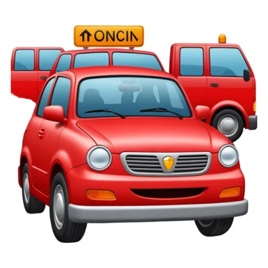 create a realistic emoji showing a logistic car in a trafic situation sticker