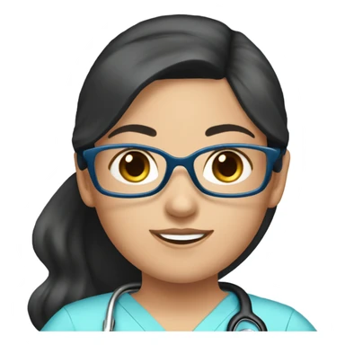 Best friend nurses in blue scrubs one girl has glasses with black hair in a pony tail and the other girl has dark brown hair sticker