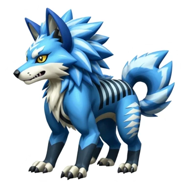 Shiny furry cool Zeraora-WereGarurumon-Obstagoon-fusion sticker