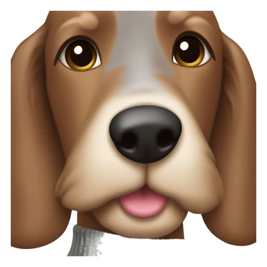 a brown and tan daschshound with midlong hair and a grey wool sweater sticker