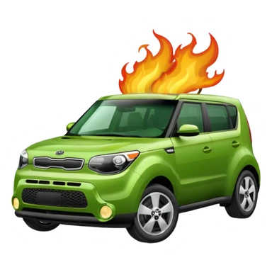 Green Kia soul on fire sticker
