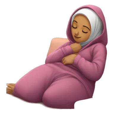 Hijabi-wearing-hoodie-sleeping-on-couch-with-phone sticker