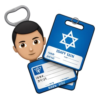 black Scissors cutting an idf soldier ID card in 2 parts .hyper realistic sticker