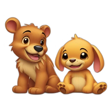 Winnie l’ourson avec stitch sticker