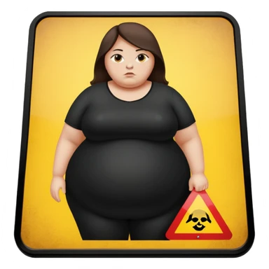 Quiero que crees un emoji tipo 🚷 Pero reemplaza a la persona por una silueta de una mujer obesa sticker