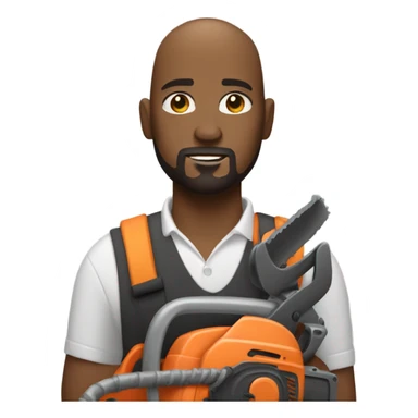 Bald black man with goatee using a chainsaw  sticker
