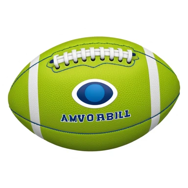 American football with lime green leather and navy-blue stitching sticker