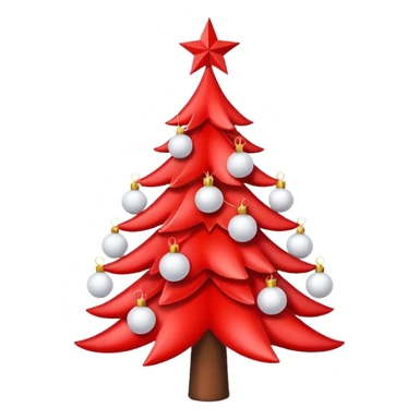 red Christmas tree with white star and white Christmas balls sticker