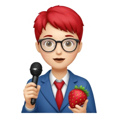strawberry fruit be hand the mic glasses  sticker