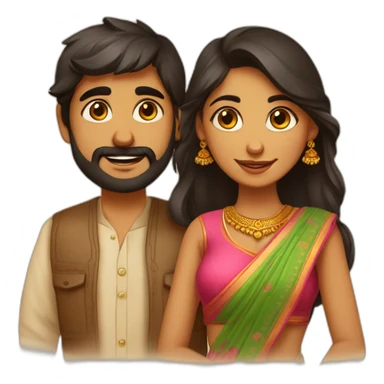 cute indian couple south indian girl from Kerala and a bearded Gujarati boy sticker