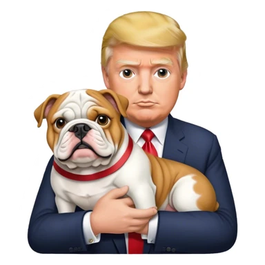 Donald Trump holding English Bulldog sticker